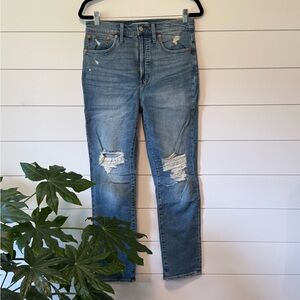 Madewell The Perfect Vintage Jean Light Blue Denim Distressed Jeans Size 27